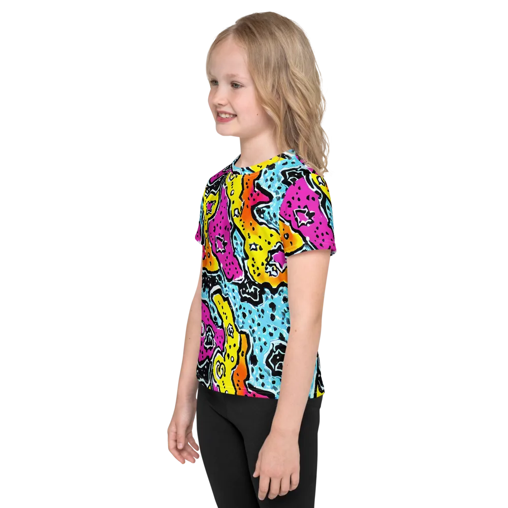 Acid Splash on Kids Crew Neck T-Shirt — Left