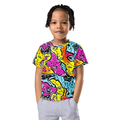 Acid Splash on a Kids Crew Neck T-Shirt