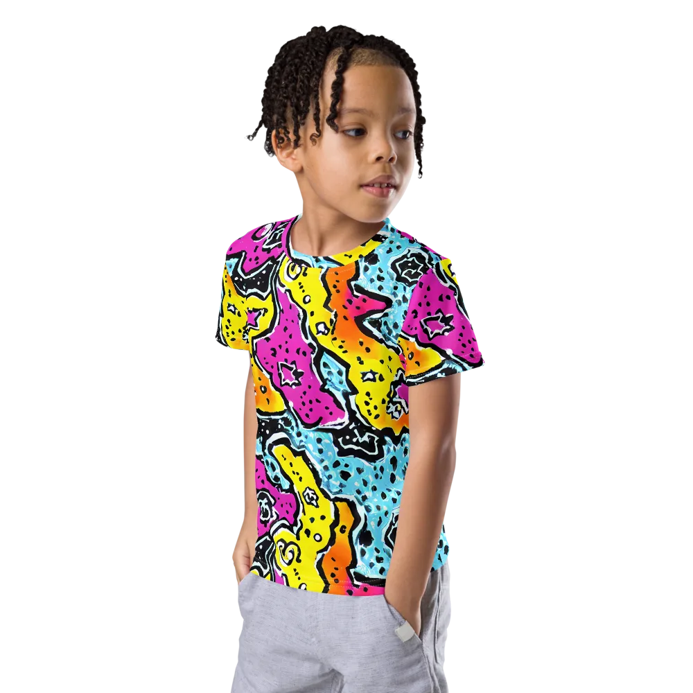 Acid Splash on Kids Crew Neck T-Shirt — Left Front