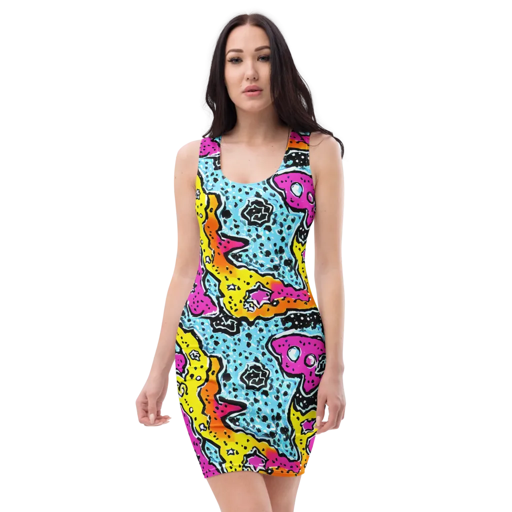 Acid Splash on Bodycon Dress — Front