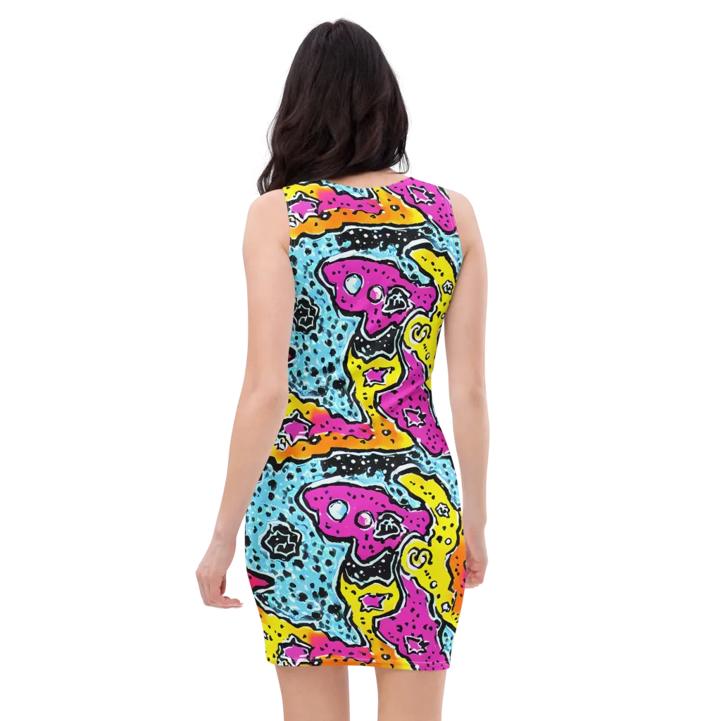 Acid Splash on Bodycon Dress — Back