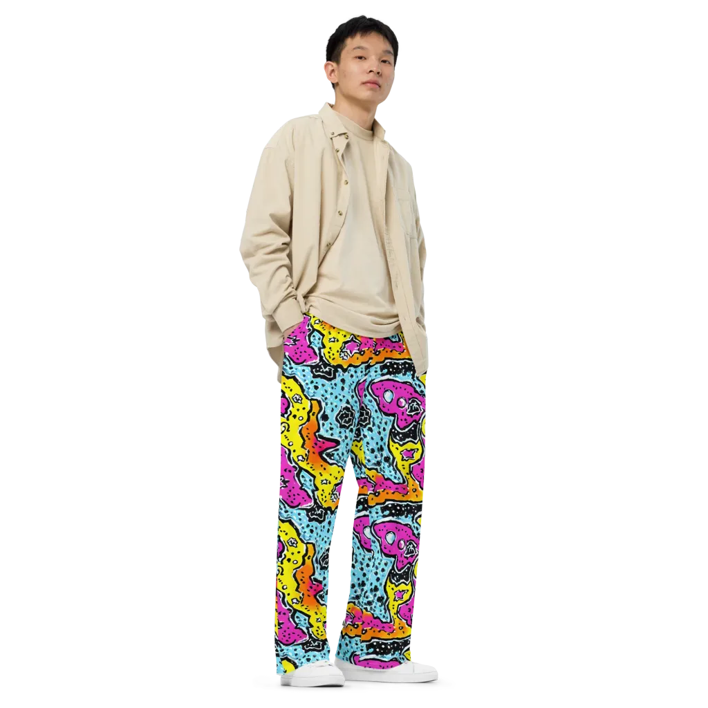 Acid Splash on Wide-Leg Pants — Right Front
