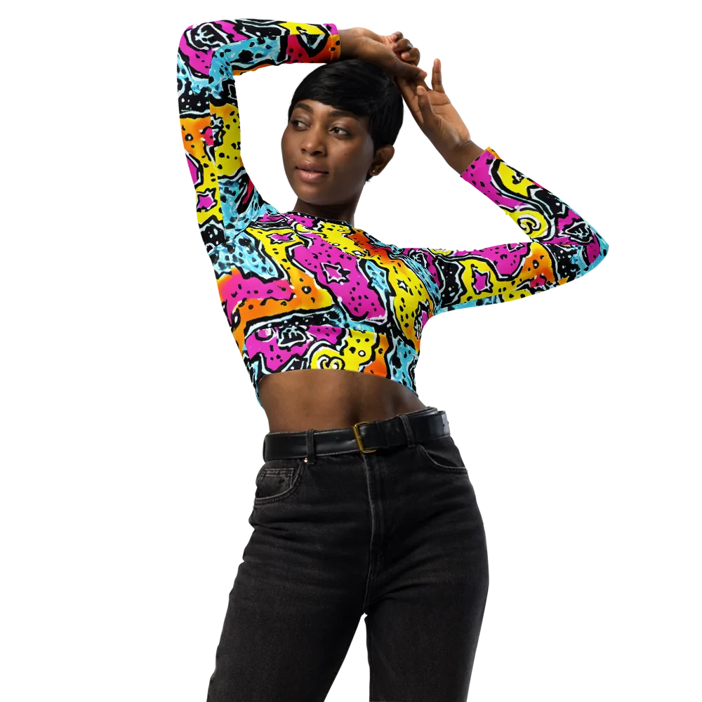 Acid Splash on Long Sleeve Crop Top — Front