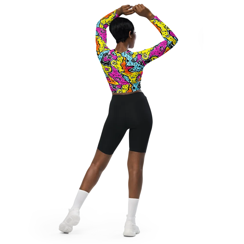 Acid Splash on Long Sleeve Crop Top — Back