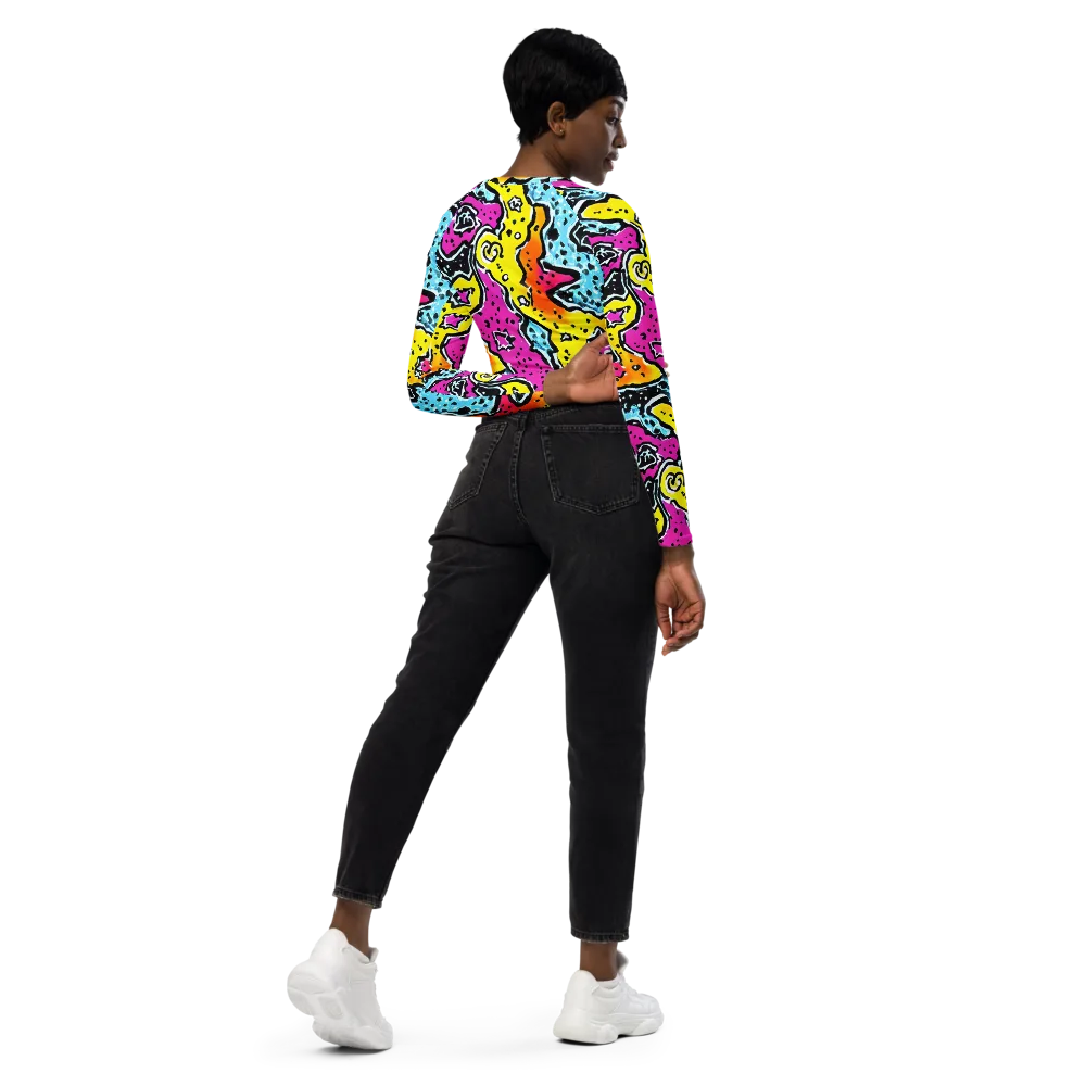 Acid Splash on Long Sleeve Crop Top — Right Back