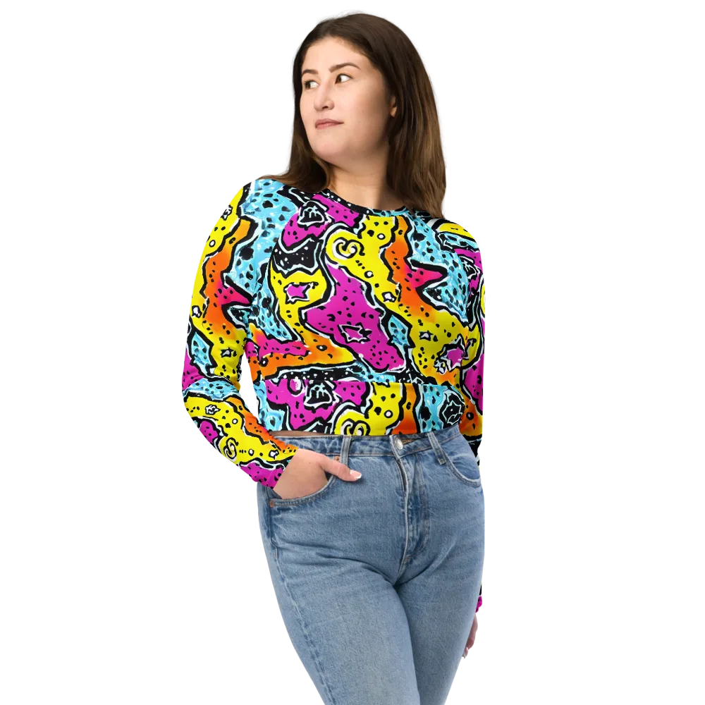 Acid Splash on Long Sleeve Crop Top — Front