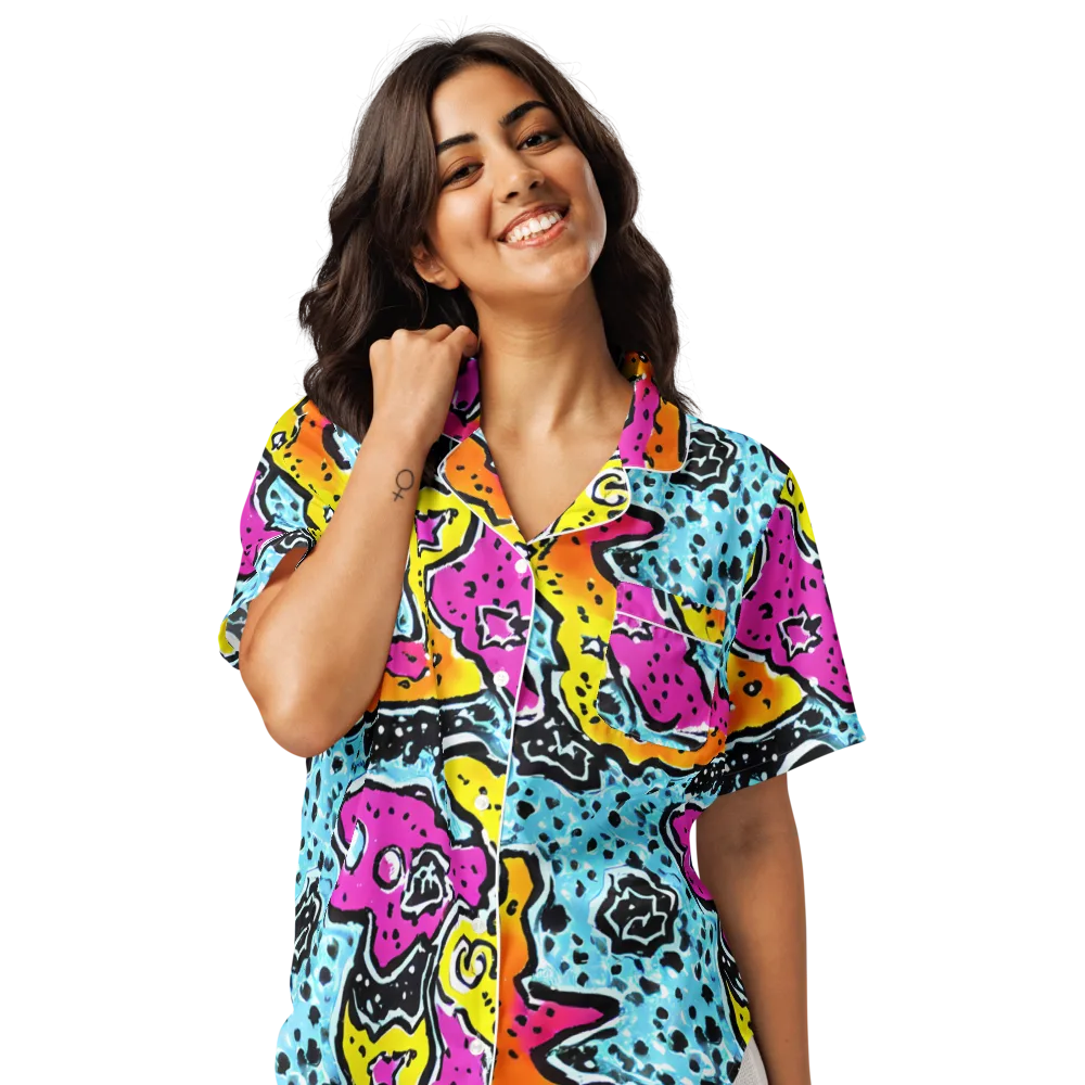 Acid Splash on Women's Short Sleeve Pajama Top — Front