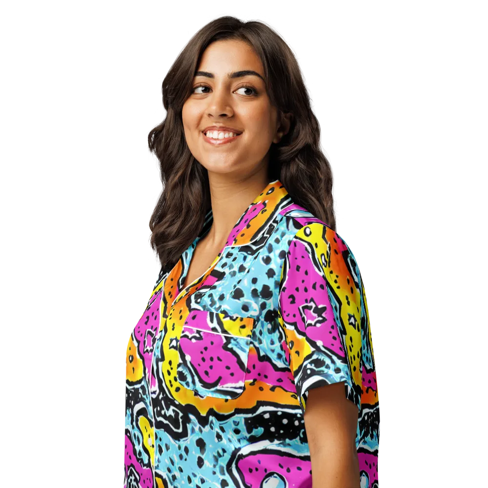 Acid Splash on Women's Short Sleeve Pajama Top — Left Front