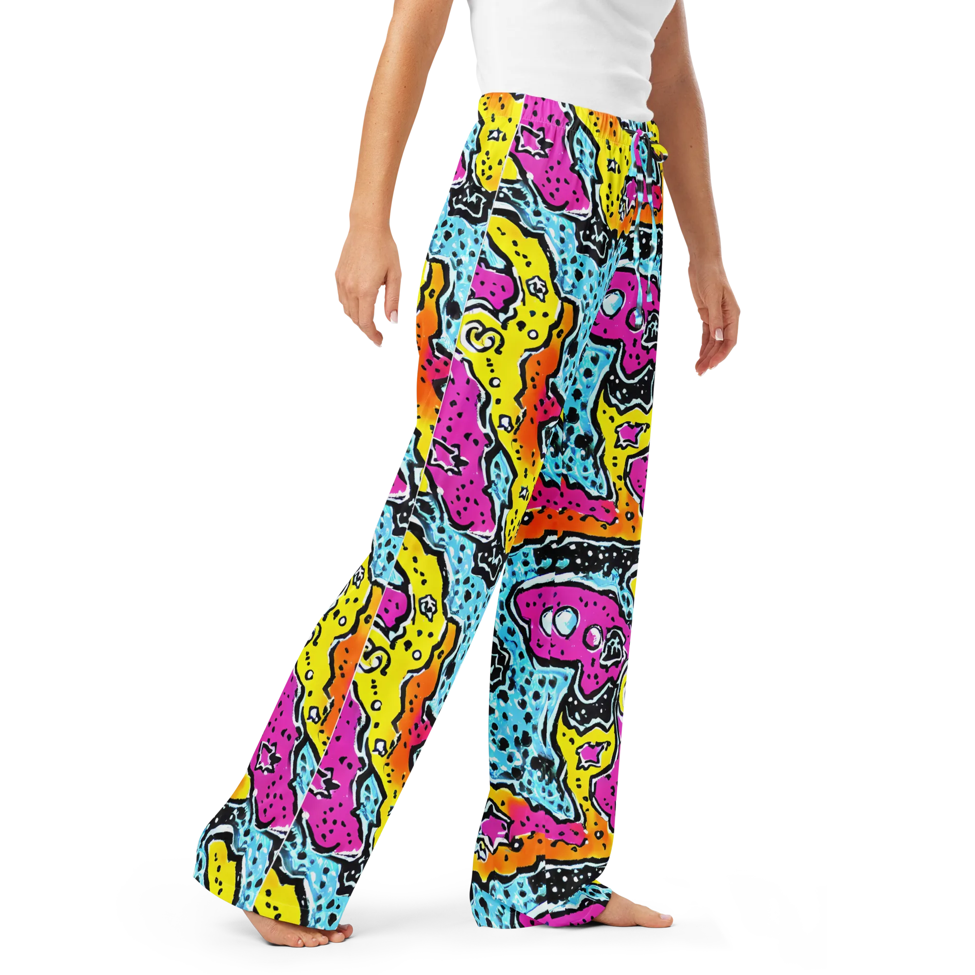 Acid Splash on Women's Pajama Pants — Right Front
