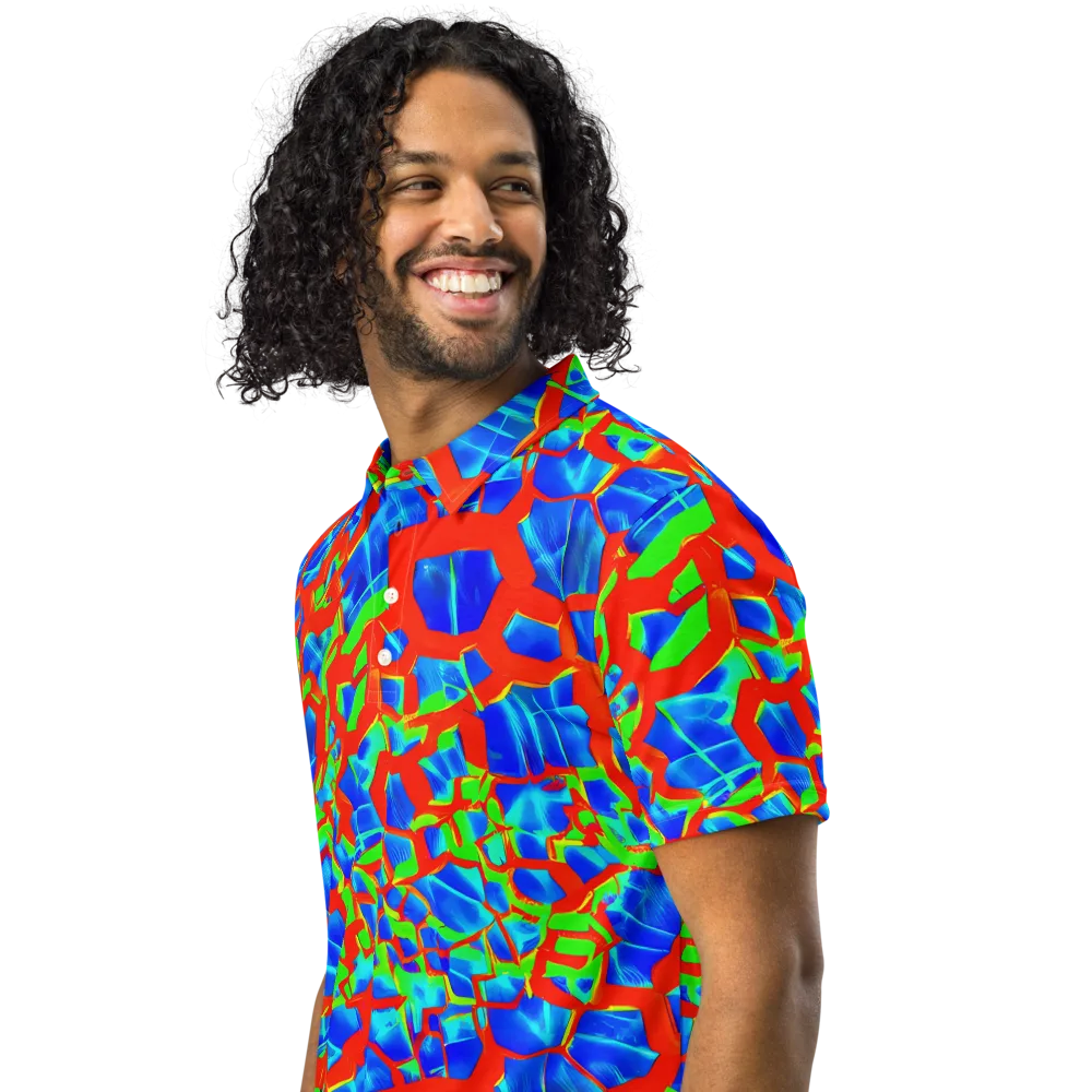 Plasma Lattice on Men's Slim Fit Polo Shirt — Left Front