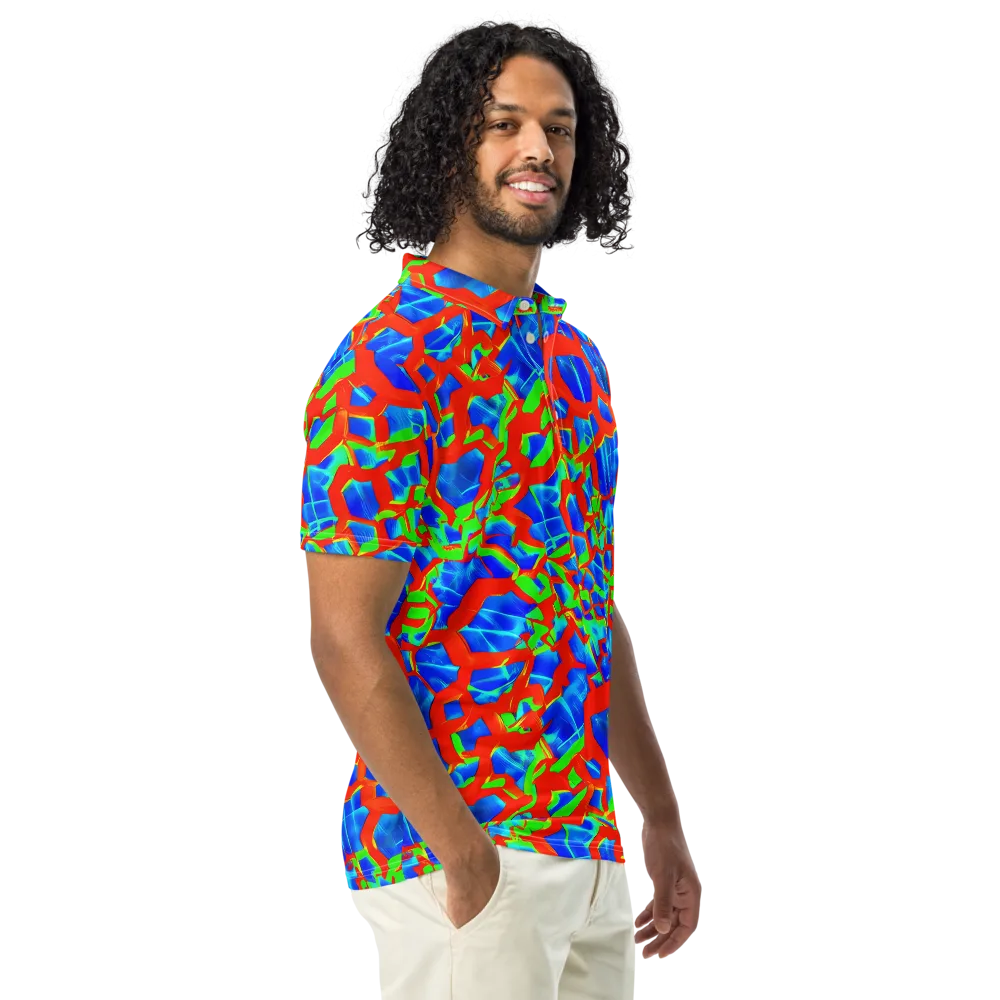 Plasma Lattice on Men's Slim Fit Polo Shirt — Right Front