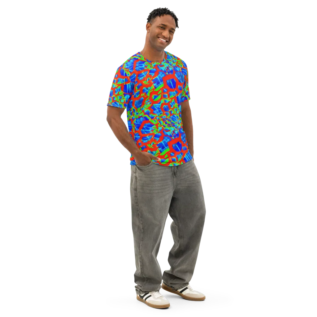 Plasma Lattice on Men's Cotton Crew Neck T-Shirt — Right Front