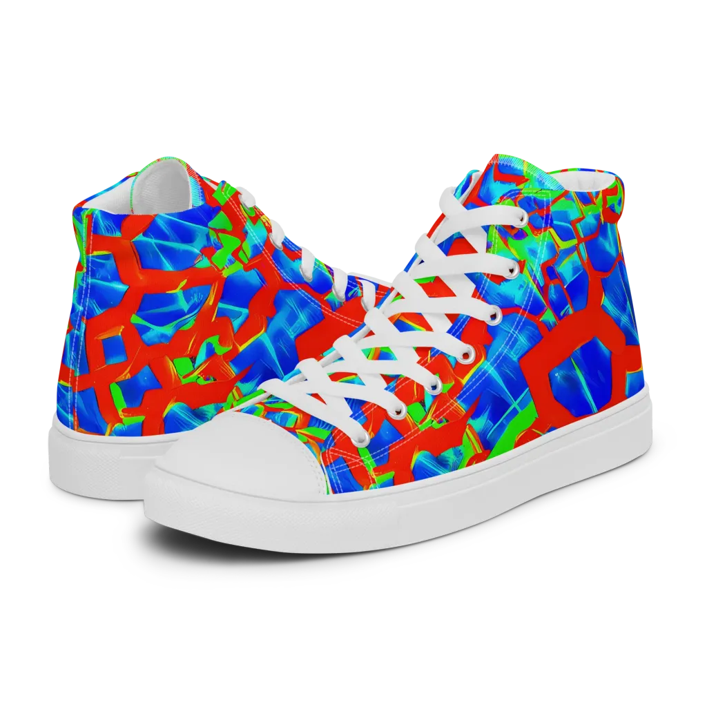 Plasma Lattice on Men's High Top Canvas Shoes — Left