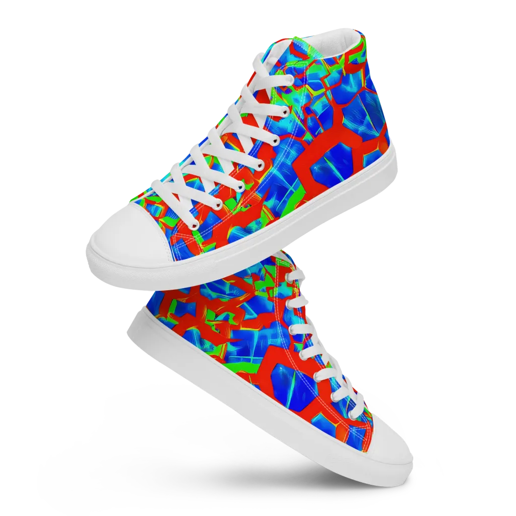 Plasma Lattice on Men's High Top Canvas Shoes — Front