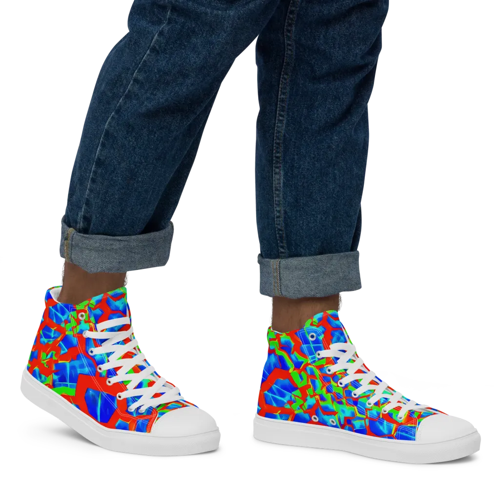 Plasma Lattice on Men's High Top Canvas Shoes — Right