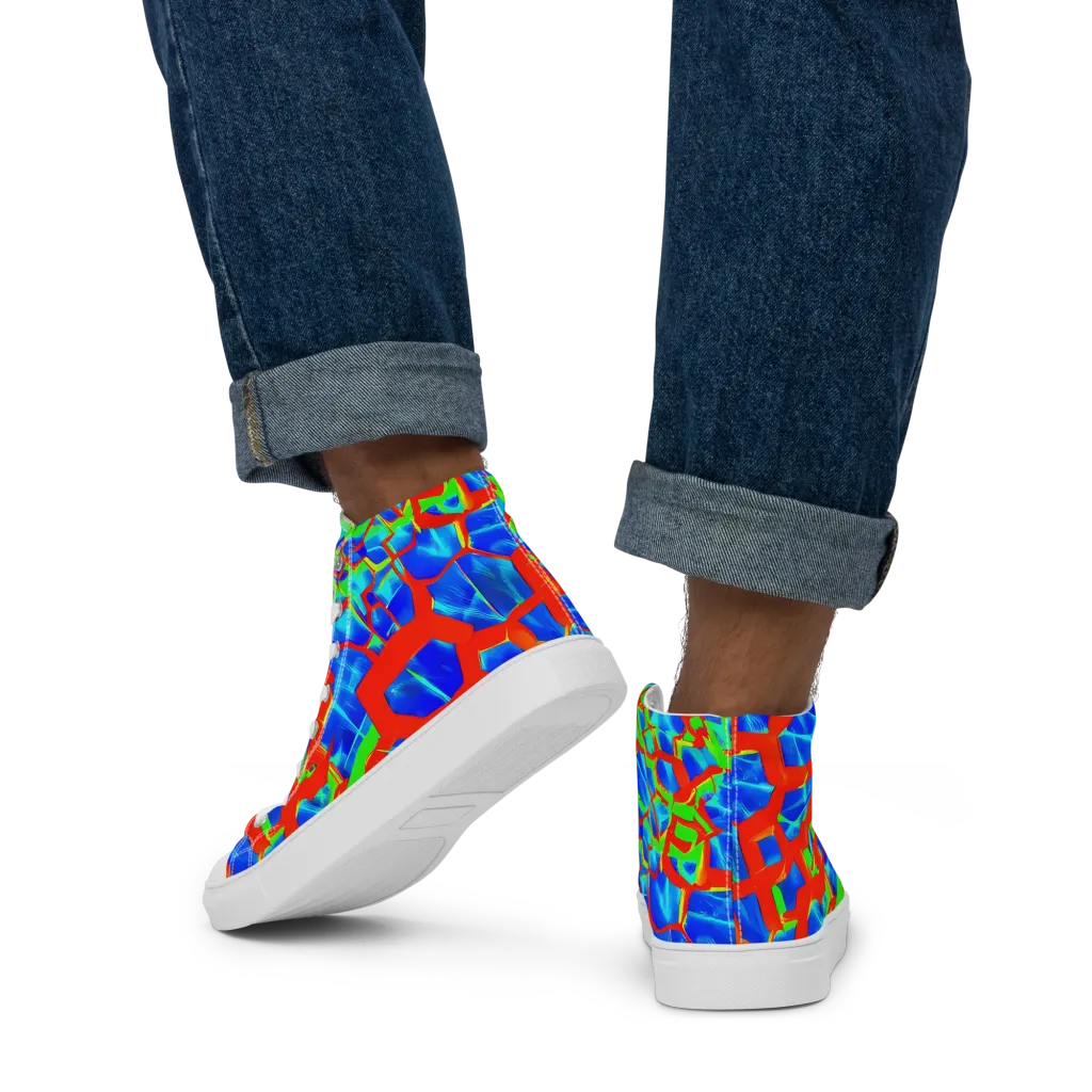 Plasma Lattice on Men's High Top Canvas Shoes — Back