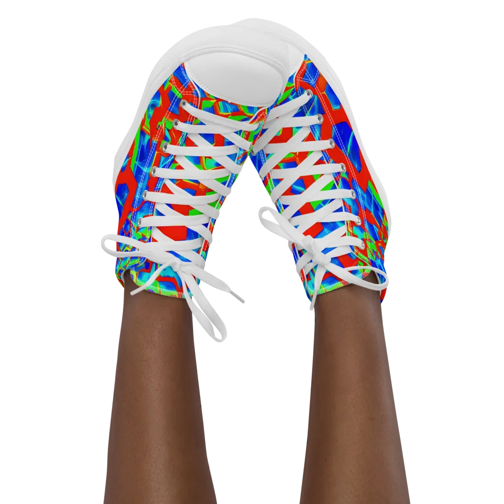 Plasma Lattice on Women's High Top Canvas Shoes — Front