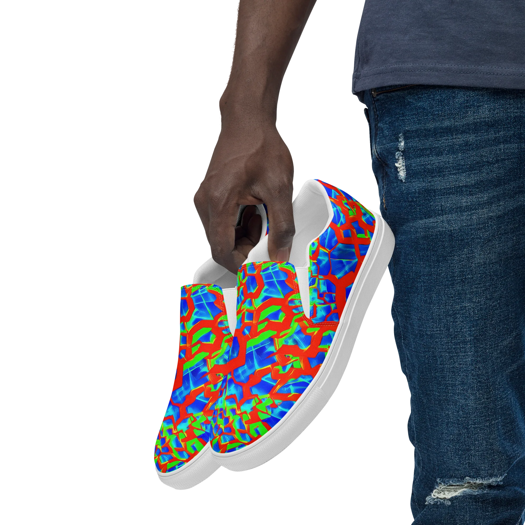 Plasma Lattice on Men's Slip-On Canvas Shoes — Left Front