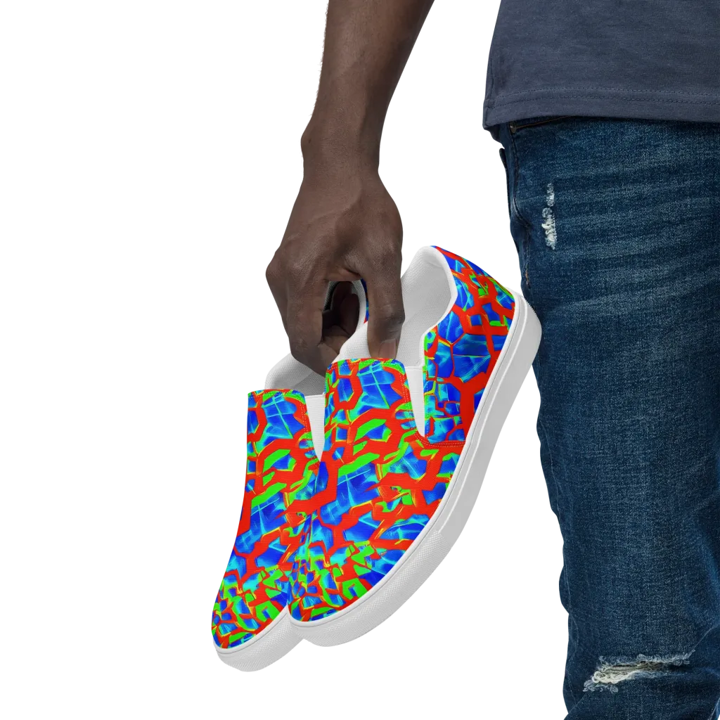 Plasma Lattice on Men's Slip-On Canvas Shoes — Left Front