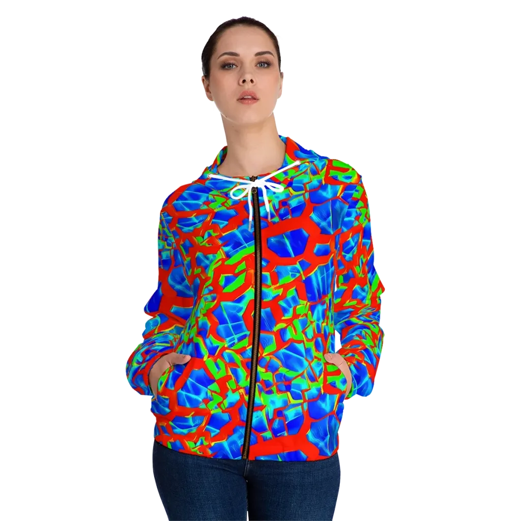 Plasma Lattice on Women's Full-Zip Hoodie — Front On Person