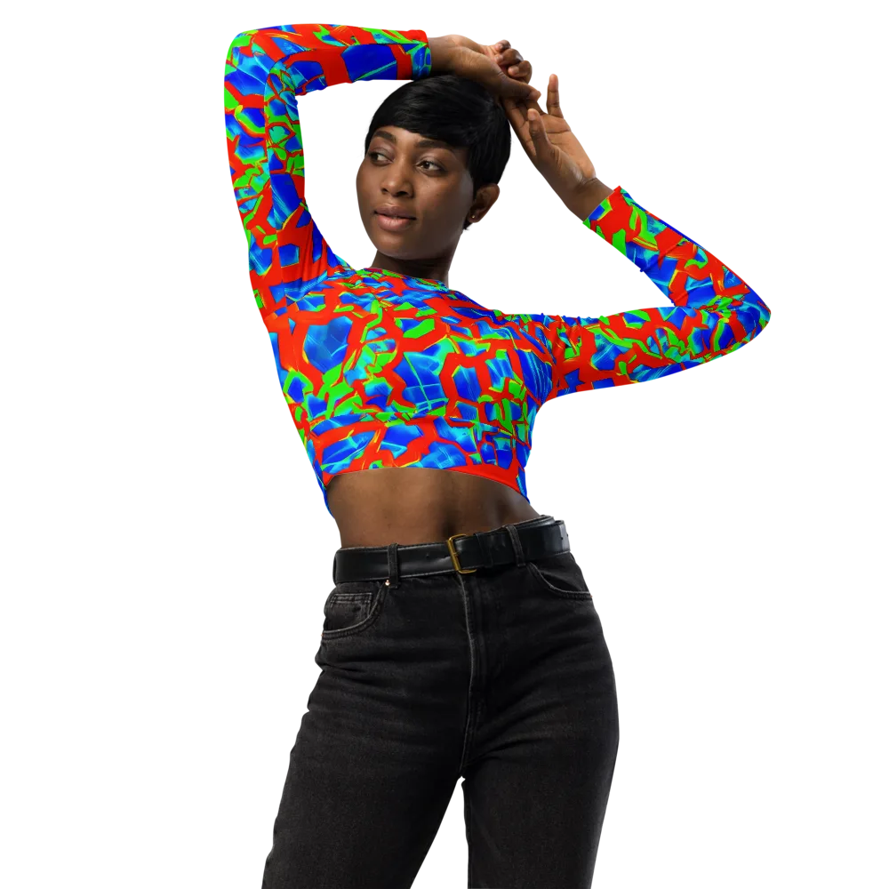 Plasma Lattice on Long Sleeve Crop Top — Front