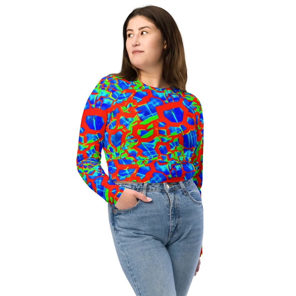 Plasma Lattice on Long Sleeve Crop Top — Front