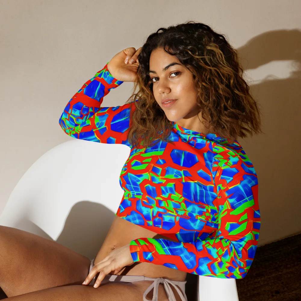 Plasma Lattice on Long Sleeve Crop Top — Left Front