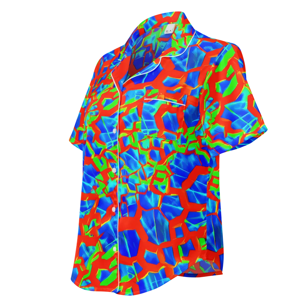 Plasma Lattice on Women's Short Sleeve Pajama Top — Left Front