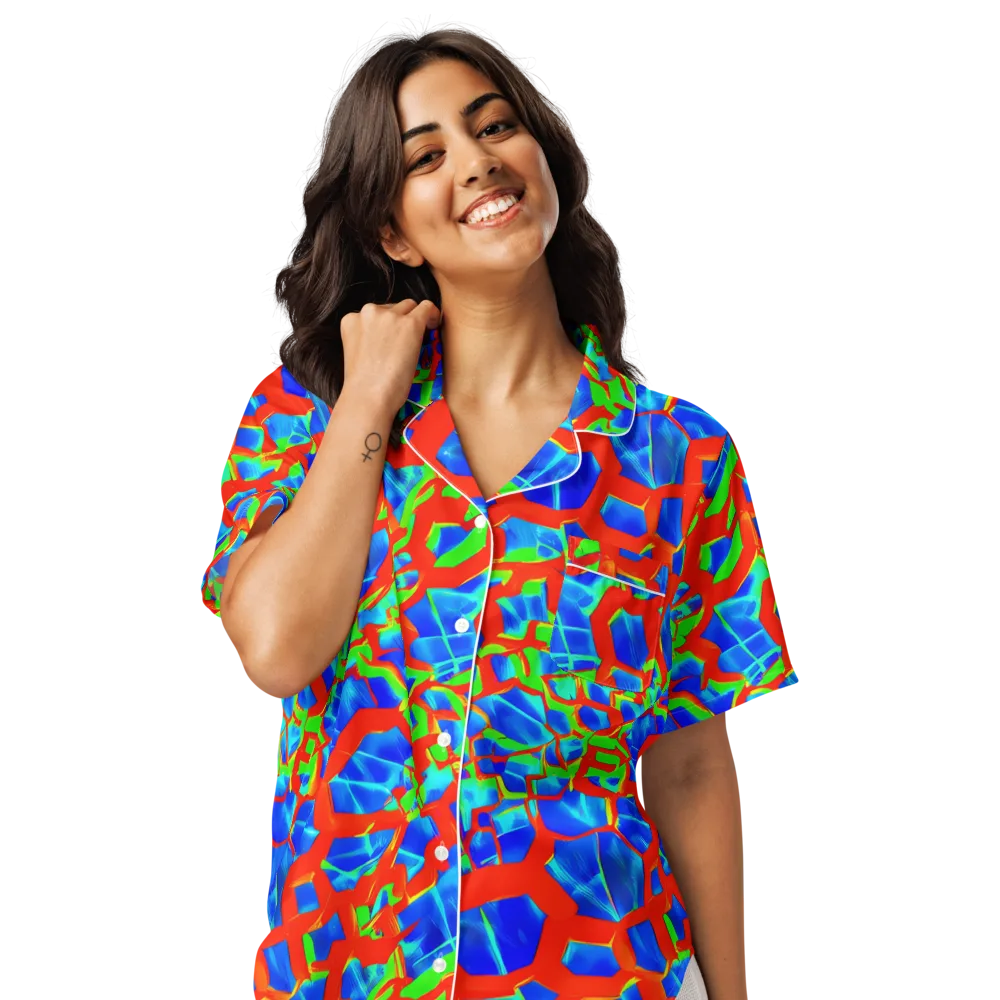 Plasma Lattice on Women's Short Sleeve Pajama Top — Front