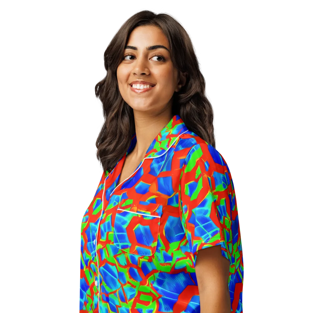 Plasma Lattice on Women's Short Sleeve Pajama Top — Left Front