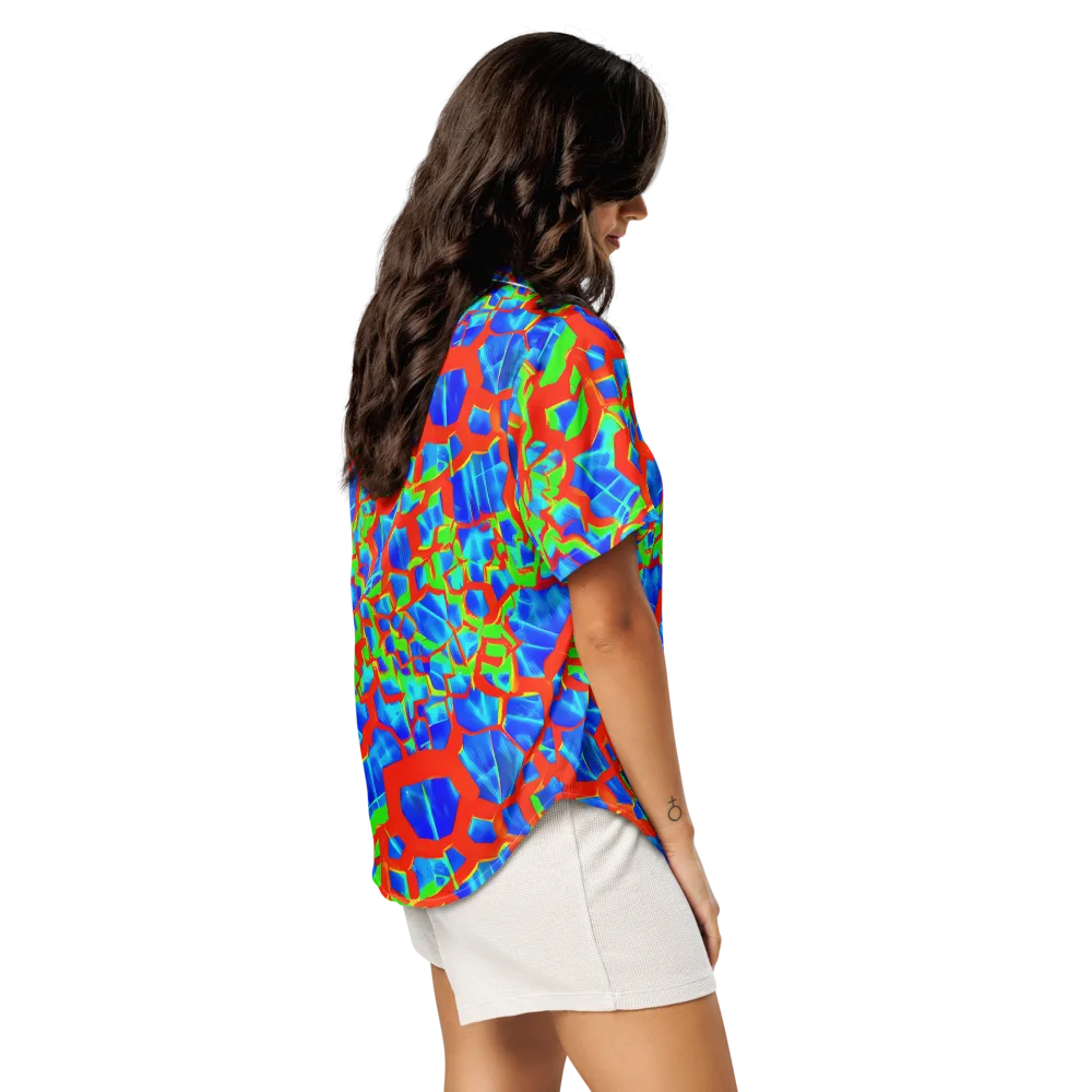 Plasma Lattice on Women's Short Sleeve Pajama Top — Right Back