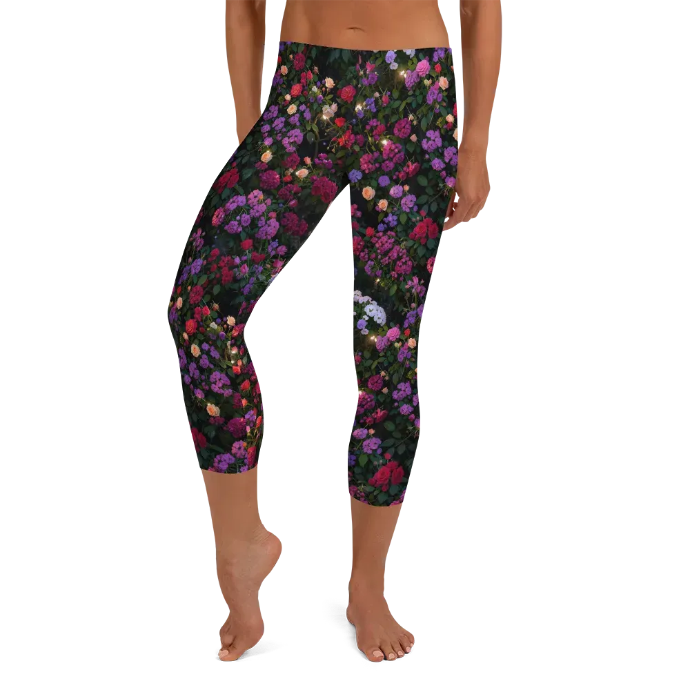Velvet Bloom on Capri Leggings — Front