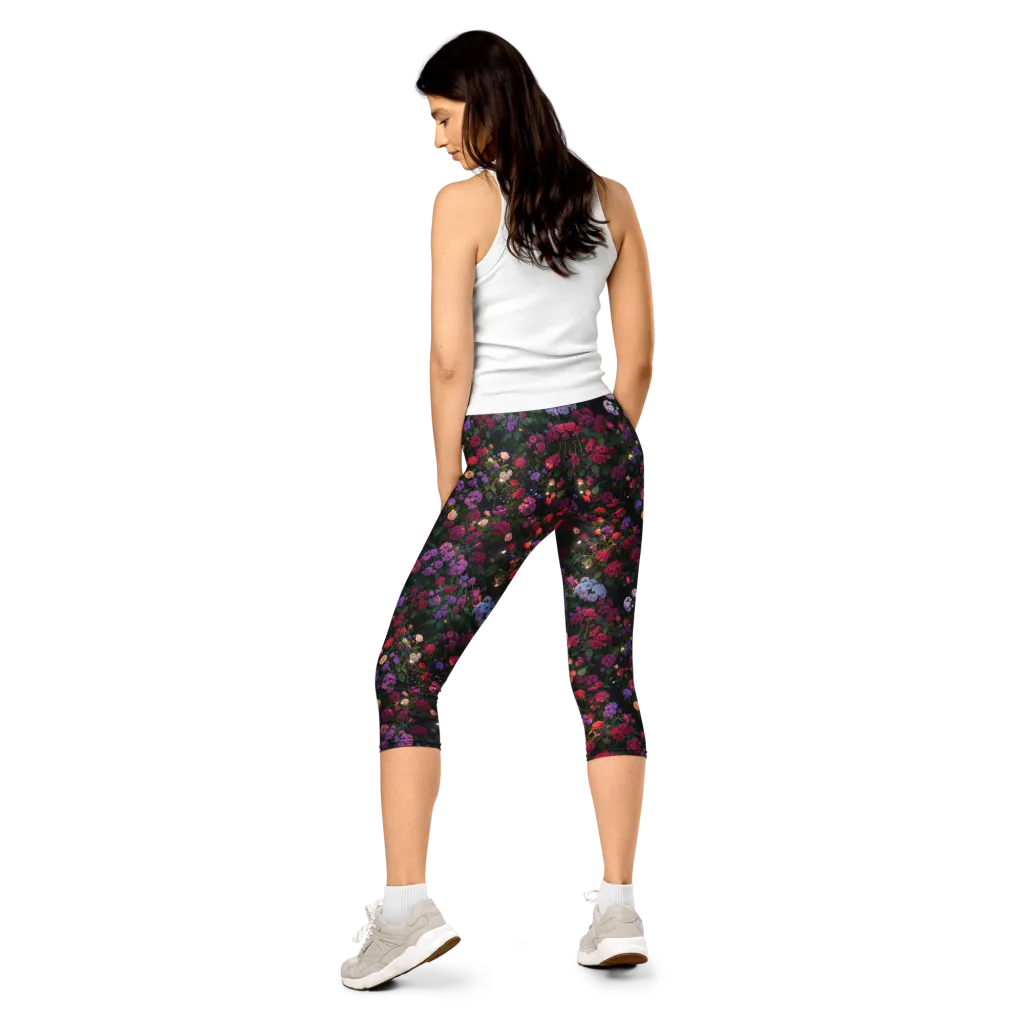 Velvet Bloom on Capri Leggings — Back
