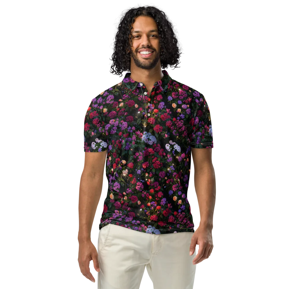 Velvet Bloom on Men's Slim Fit Polo Shirt — Front