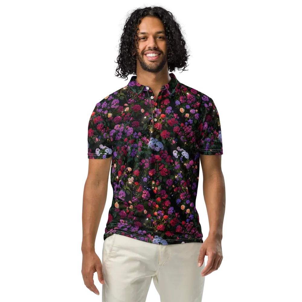 Velvet Bloom on Men's Slim Fit Polo Shirt — Front