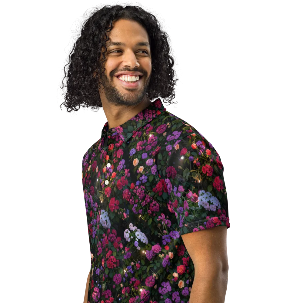 Velvet Bloom on Men's Slim Fit Polo Shirt — Left Front
