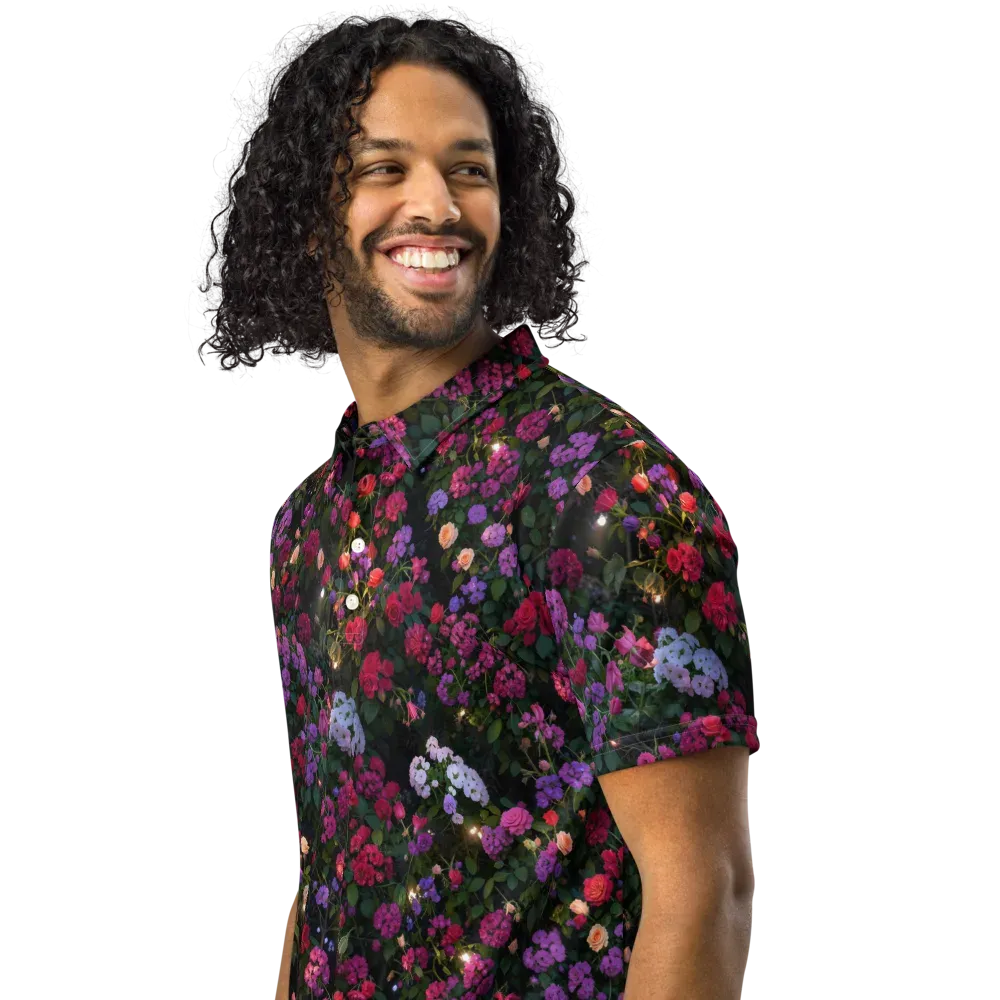 Velvet Bloom on Men's Slim Fit Polo Shirt — Left Front