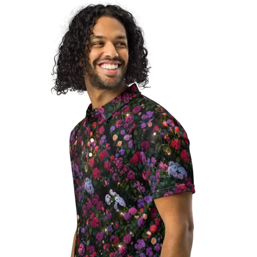 Velvet Bloom on a Men's Slim Fit Polo Shirt