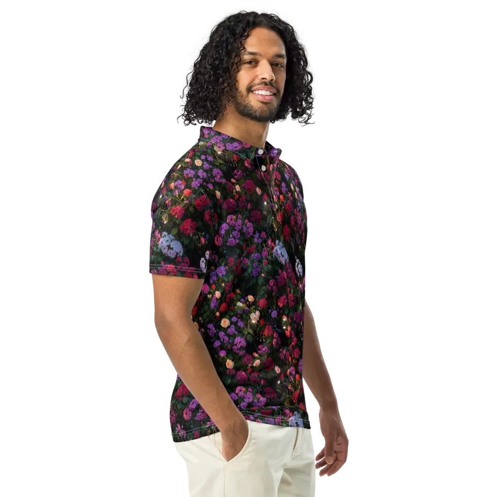 Velvet Bloom on Men's Slim Fit Polo Shirt — Right Front