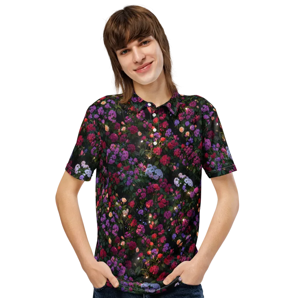 Velvet Bloom on Men's Slim Fit Polo Shirt — Front