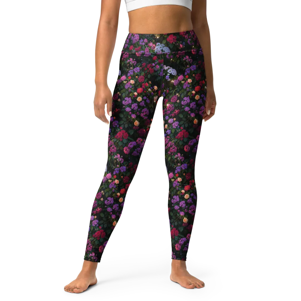 Velvet Bloom on Yoga Leggings — Front