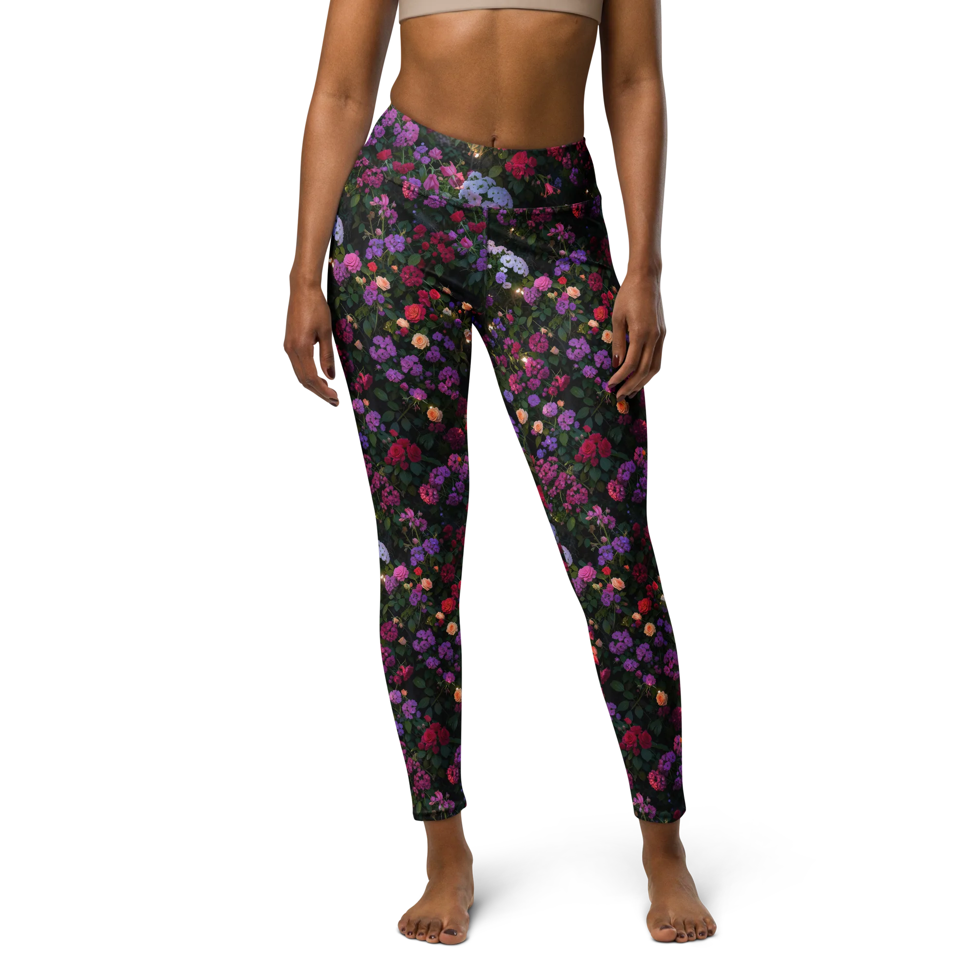 Velvet Bloom on Yoga Leggings — Front