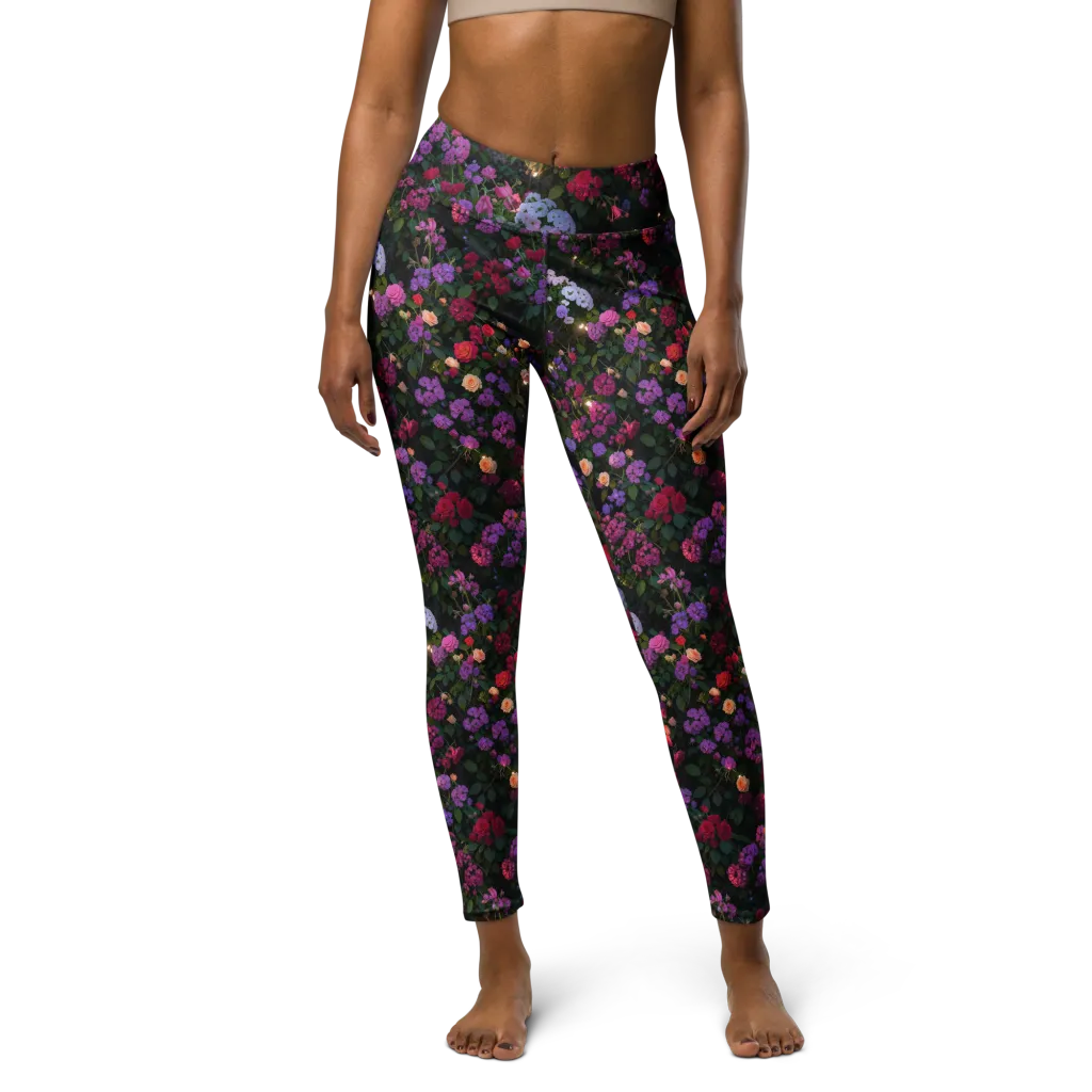 Velvet Bloom on Yoga Leggings — Front