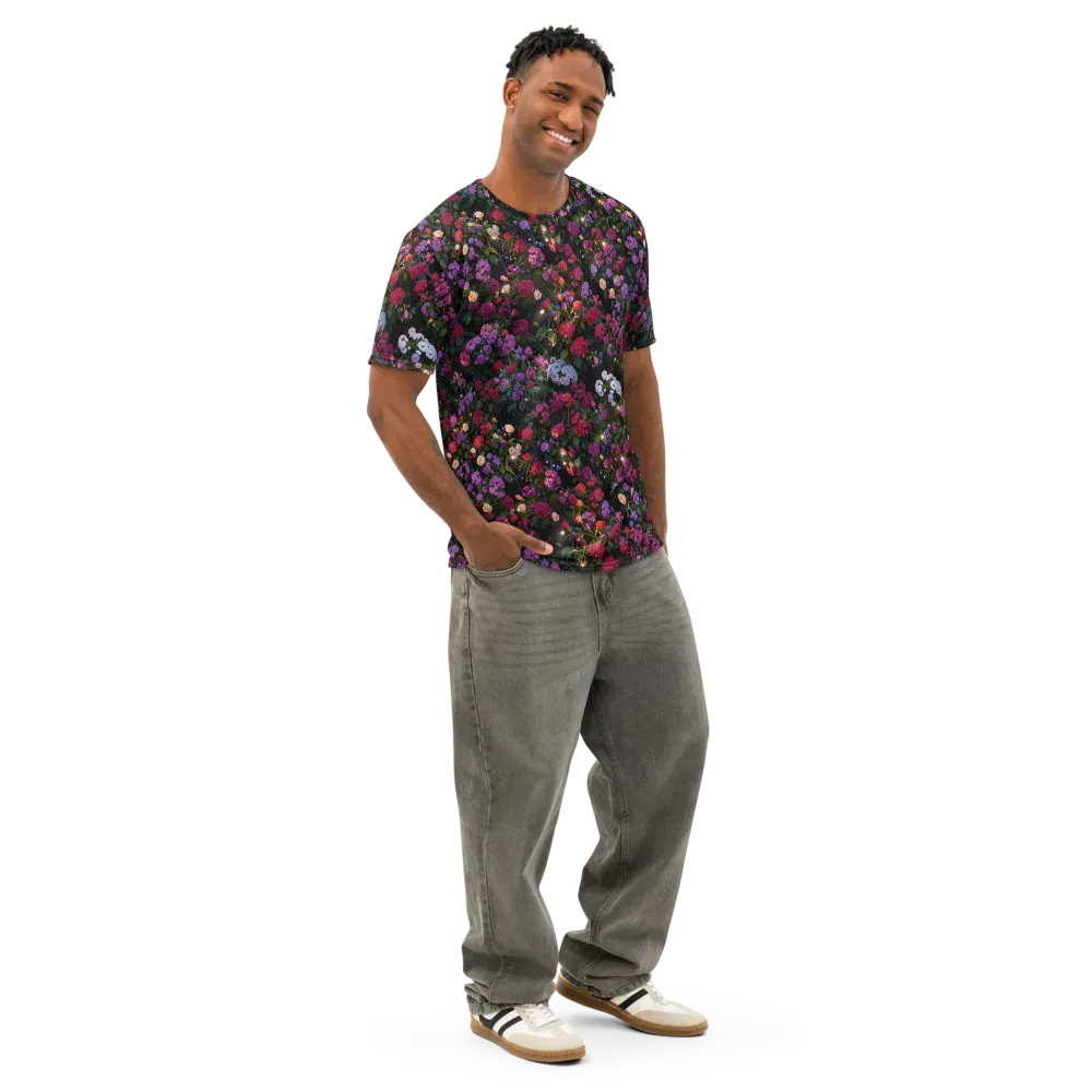 Velvet Bloom on Men's Cotton Crew Neck T-Shirt — Right Front
