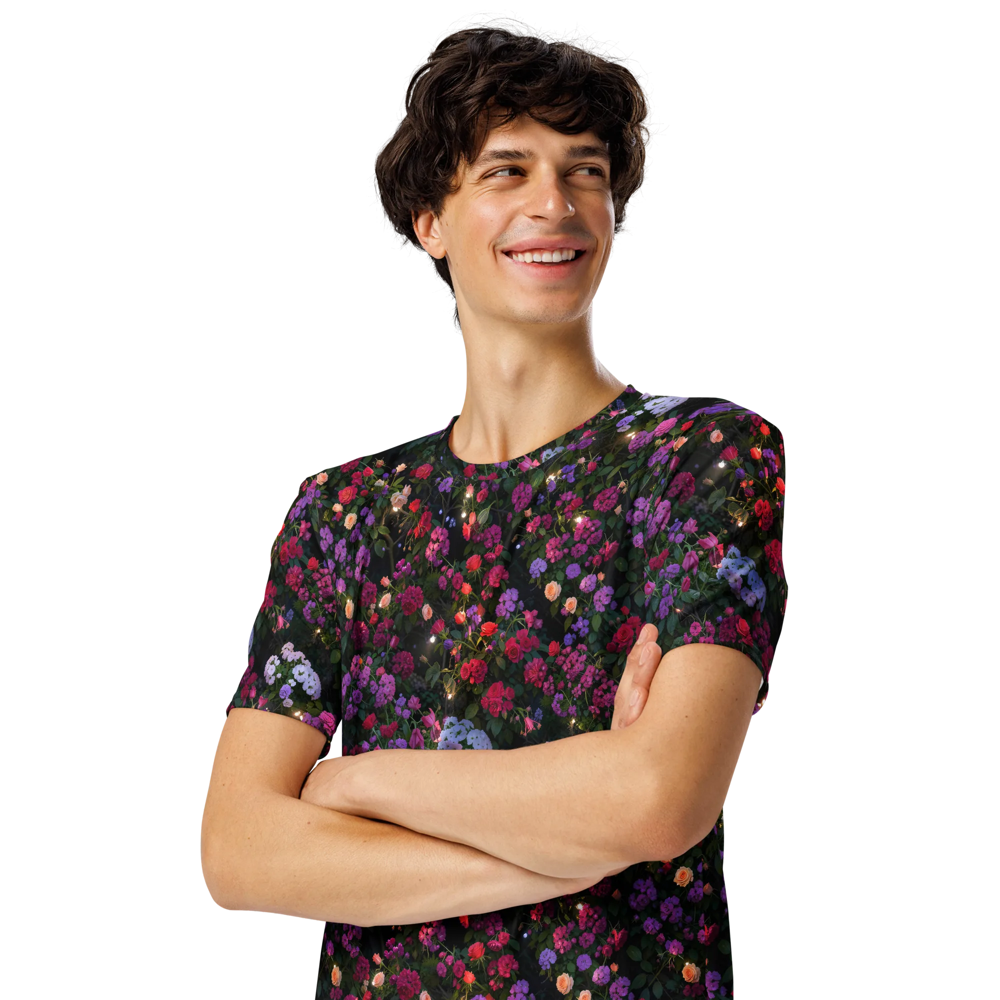 Velvet Bloom on Men's Crew Neck T-Shirt — Left Front