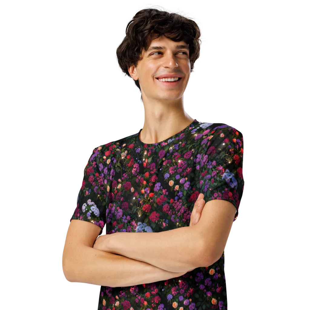 Velvet Bloom on Men's Crew Neck T-Shirt — Left Front