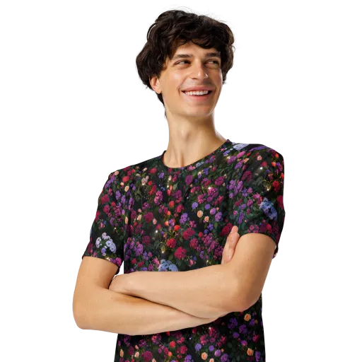 Velvet Bloom on a Men's Crew Neck T-Shirt
