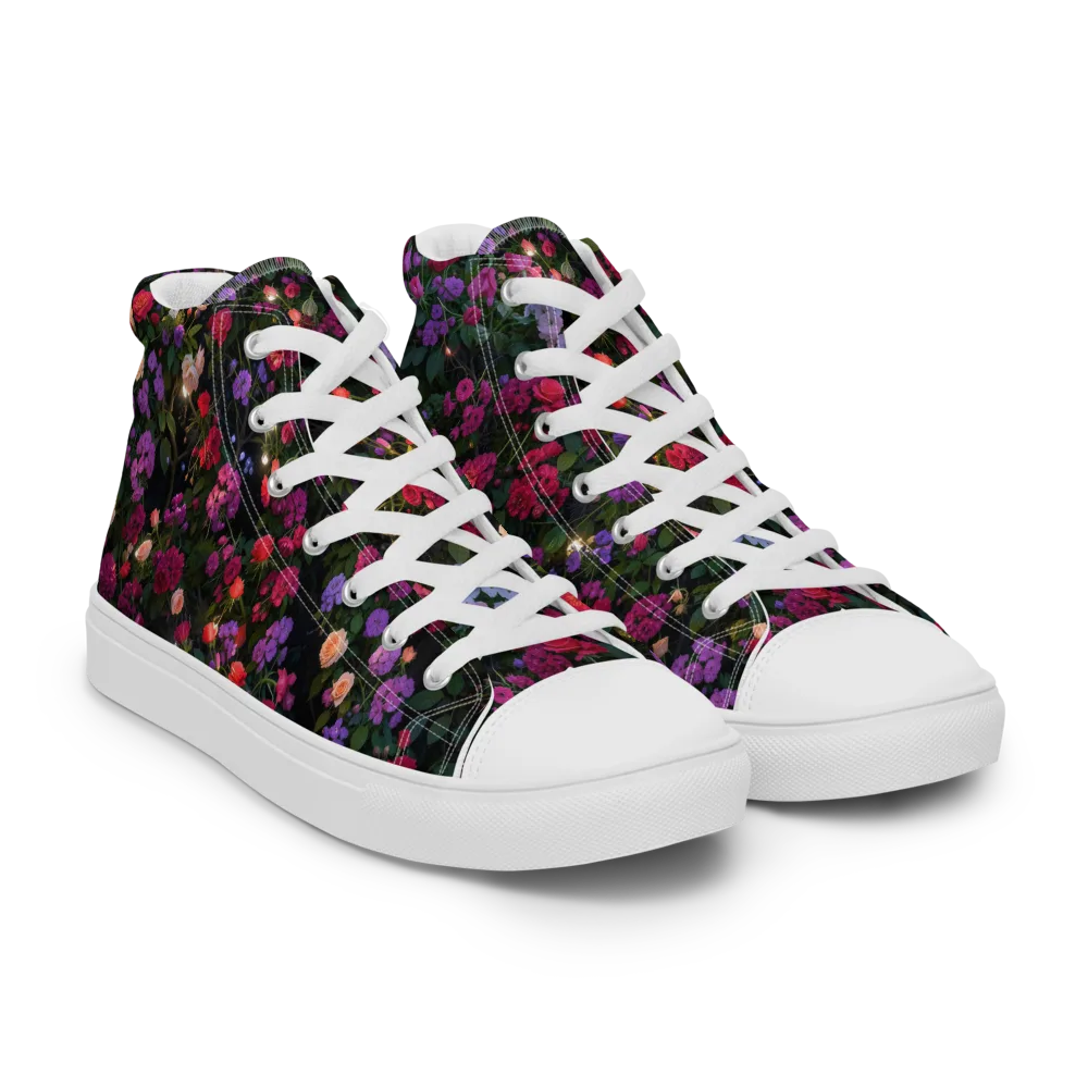 Velvet Bloom on Men's High Top Canvas Shoes — Right Front