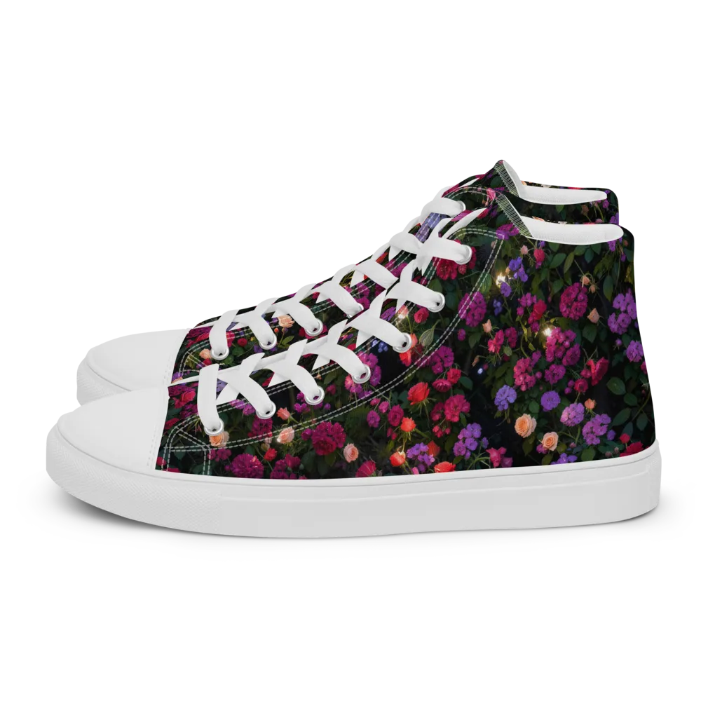 Velvet Bloom on Men's High Top Canvas Shoes — Left