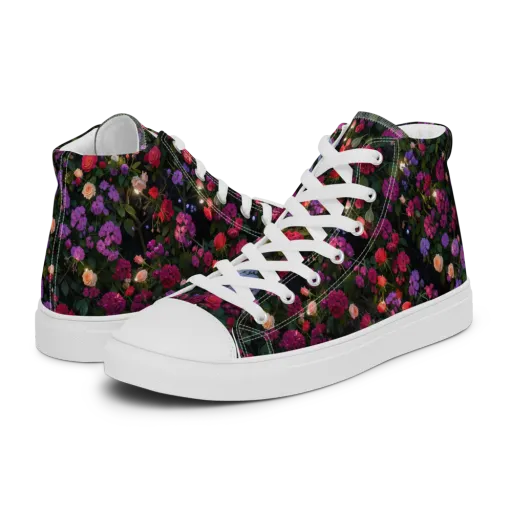 Velvet Bloom on a Men's High Top Canvas Shoes